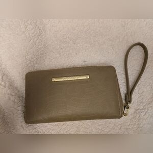 Betsey Johnson Zip Around Wallet/Wristlet Raised Hearts Stone Color